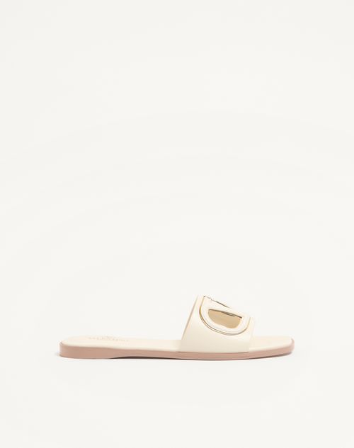 Valentino Garavani - Vlogo Cut-out Calfskin Slide Sandal - Ivory - Woman - Sandals